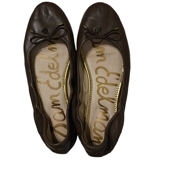 Sam Edelman Shoes - Sam Edelman Felicia Ballet Flats Brown Slip On Shoes Charm Bow Charm Size 8.5 M